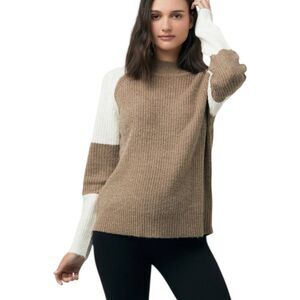 Ripe Maternity Olive Off White Colour Block Nursing Knit Side Zip Sweater M
